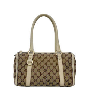 Gucci Mini Boston Bag Beige White Abby 130942 Excellent Condition